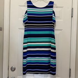 3/$15 RN Studio blue/green striped dress size large